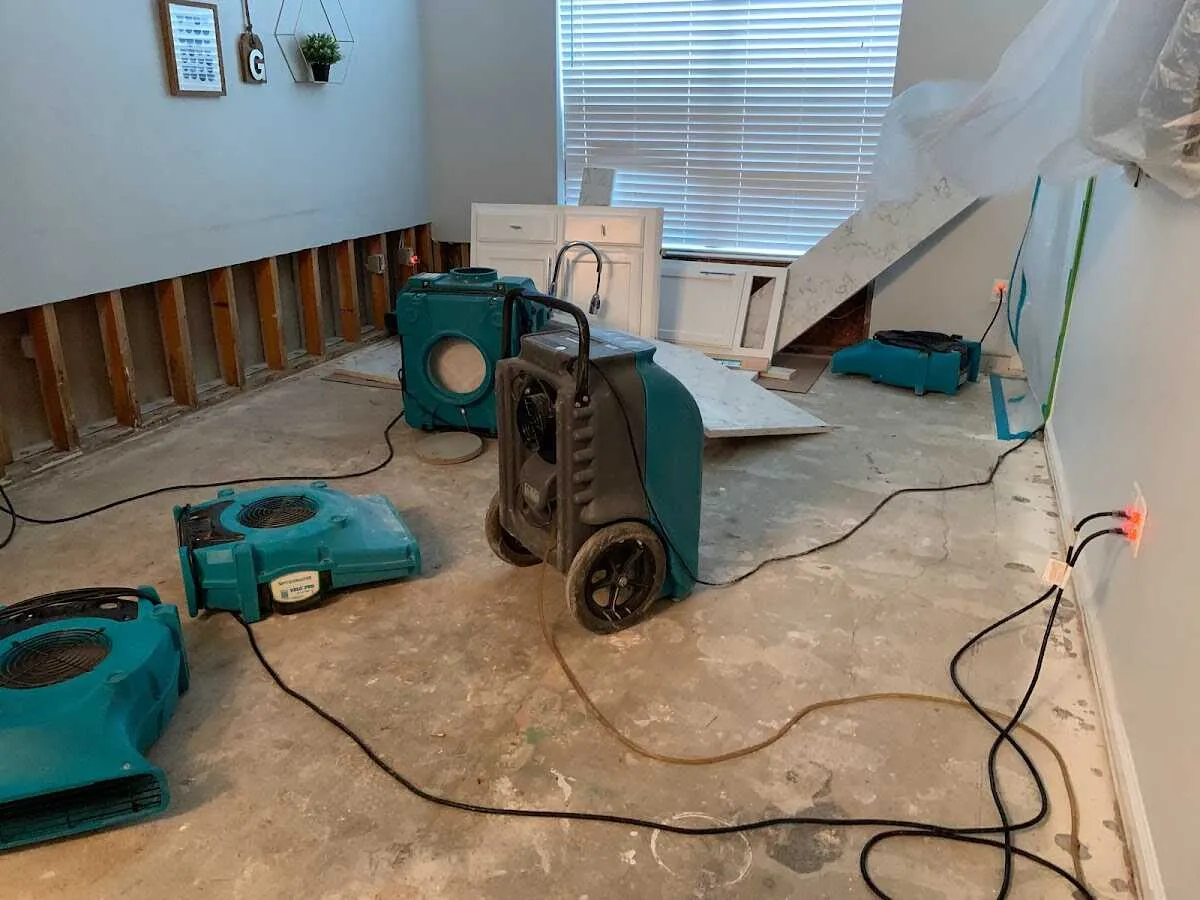 Dehumidifier in flood-cut room for Water Damage Restoration in Gold Canyon